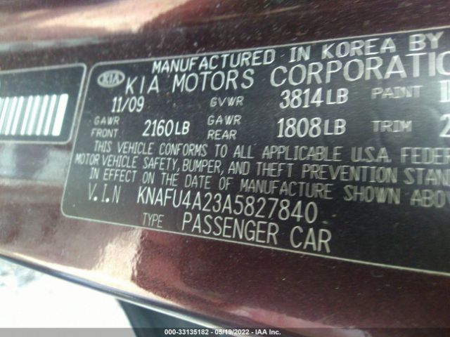 Photo 8 VIN: KNAFU4A23A5827840 - KIA FORTE 