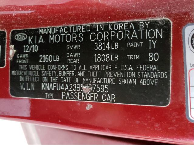 Photo 9 VIN: KNAFU4A23B5367595 - KIA FORTE EX 