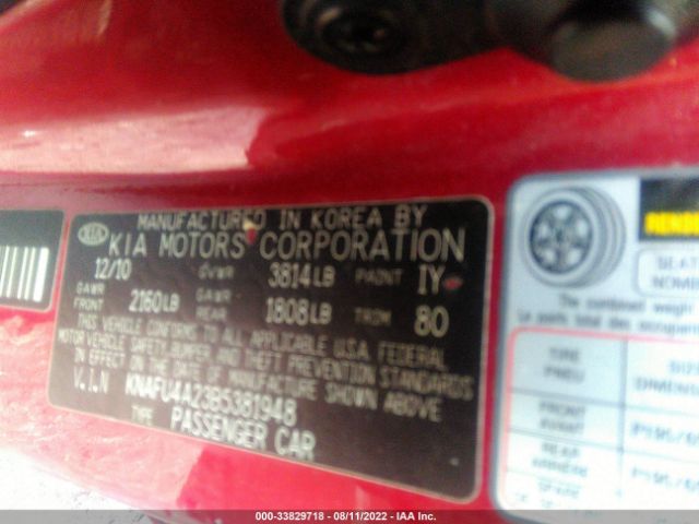 Photo 8 VIN: KNAFU4A23B5381948 - KIA FORTE 