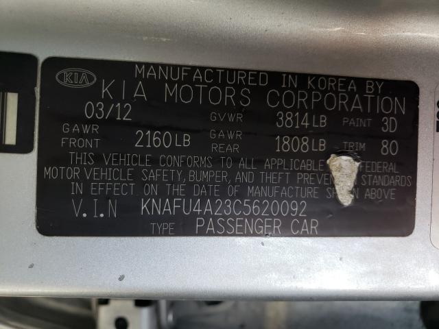 Photo 9 VIN: KNAFU4A23C5620092 - KIA FORTE EX 