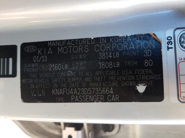 Photo 9 VIN: KNAFU4A23D5735664 - KIA FORTE EX 