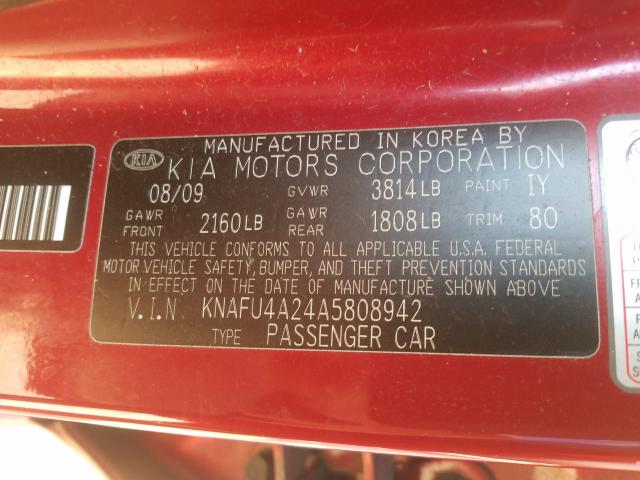 Photo 9 VIN: KNAFU4A24A5808942 - KIA FORTE EX 