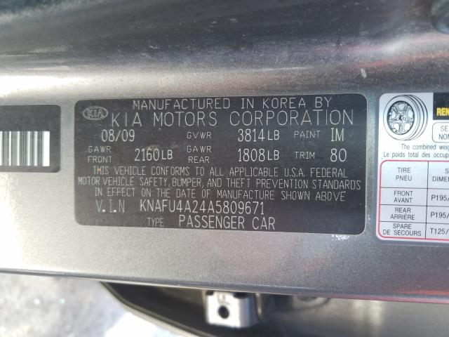 Photo 9 VIN: KNAFU4A24A5809671 - KIA FORTE EX 