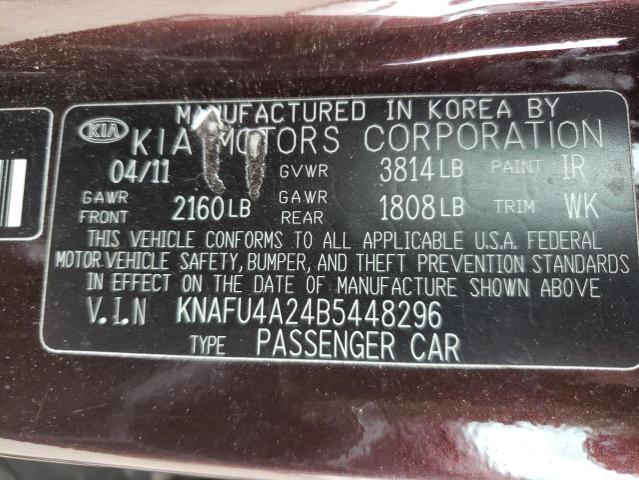 Photo 9 VIN: KNAFU4A24B5448296 - KIA FORTE EX 