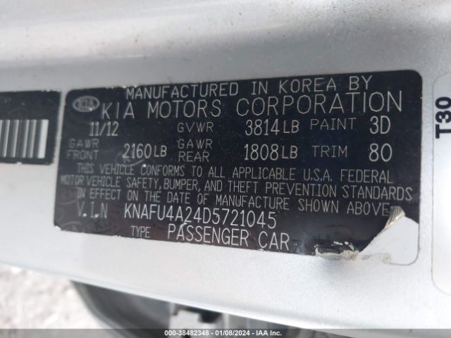 Photo 8 VIN: KNAFU4A24D5721045 - KIA FORTE 