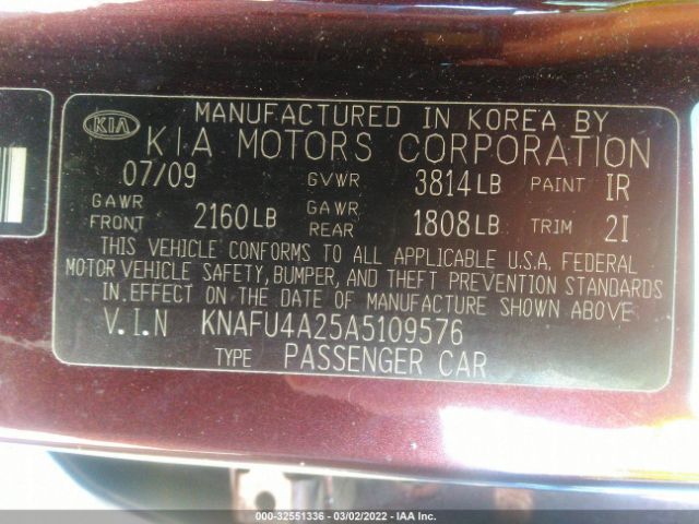 Photo 8 VIN: KNAFU4A25A5109576 - KIA FORTE 