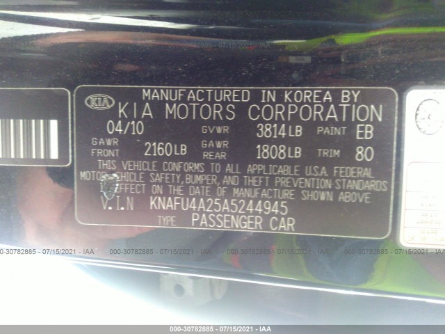 Photo 8 VIN: KNAFU4A25A5244945 - KIA FORTE 