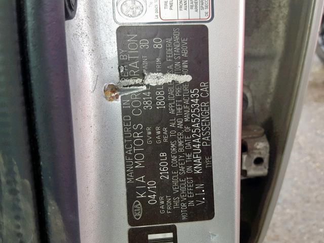 Photo 9 VIN: KNAFU4A25A5253435 - KIA FORTE EX 