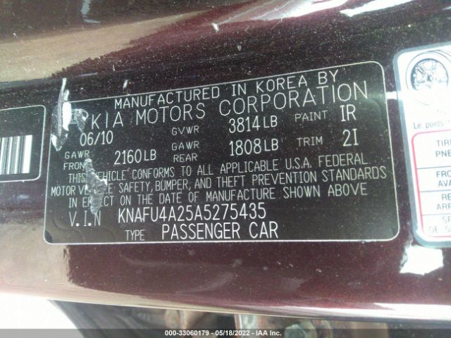 Photo 8 VIN: KNAFU4A25A5275435 - KIA FORTE 