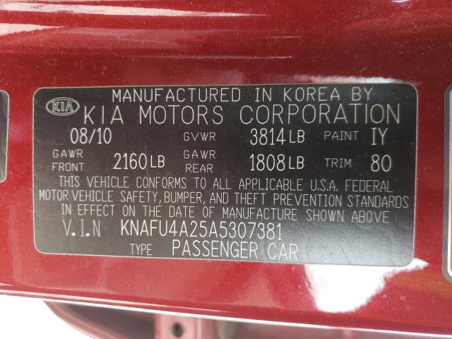 Photo 9 VIN: KNAFU4A25A5307381 - KIA FORTE EX 