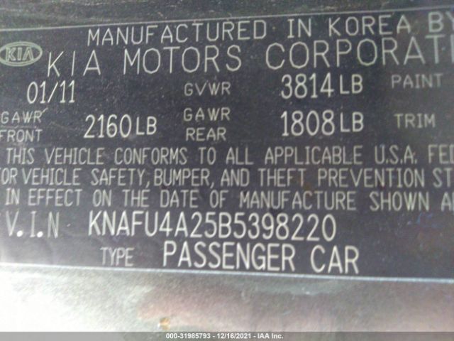 Photo 8 VIN: KNAFU4A25B5398220 - KIA FORTE 