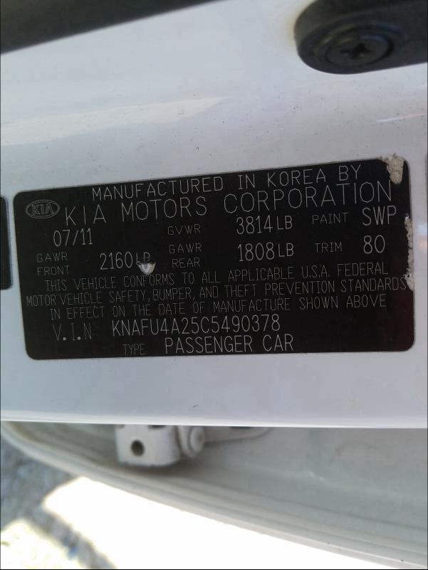 Photo 9 VIN: KNAFU4A25C5490378 - KIA FORTE EX 