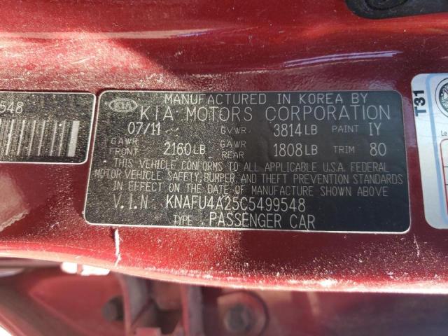 Photo 9 VIN: KNAFU4A25C5499548 - KIA FORTE EX 