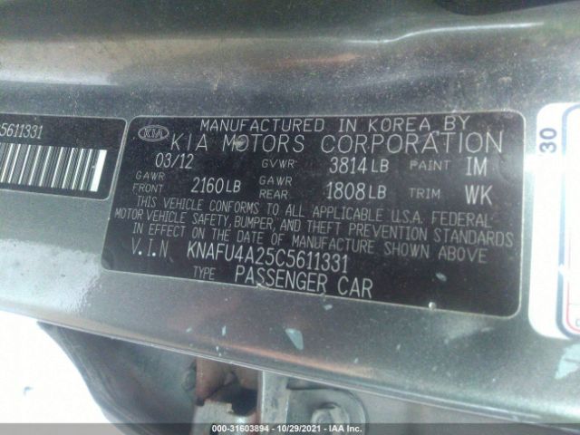 Photo 8 VIN: KNAFU4A25C5611331 - KIA FORTE 