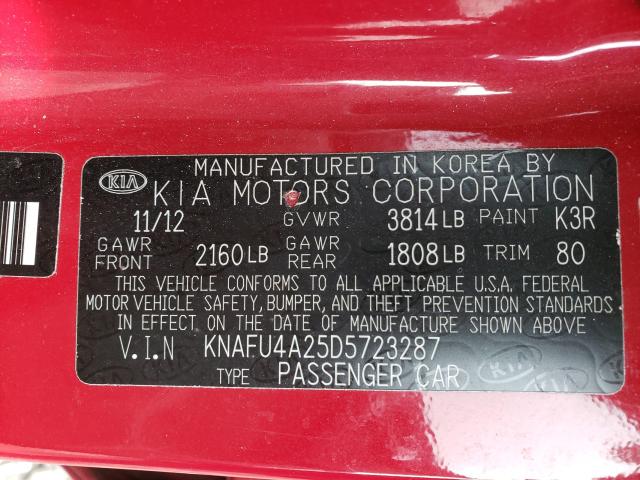 Photo 9 VIN: KNAFU4A25D5723287 - KIA FORTE EX 