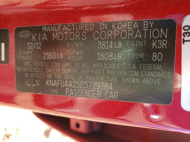 Photo 9 VIN: KNAFU4A25D5729784 - KIA FORTE EX 