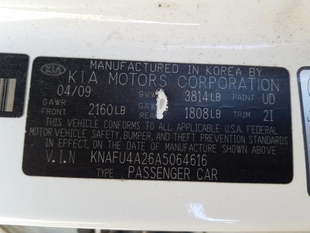 Photo 9 VIN: KNAFU4A26A5064616 - KIA FORTE EX 