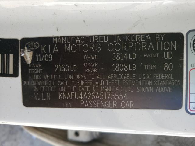 Photo 9 VIN: KNAFU4A26A5175554 - KIA FORTE EX 