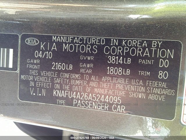 Photo 8 VIN: KNAFU4A26A5244095 - KIA FORTE 