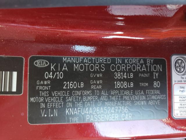 Photo 9 VIN: KNAFU4A26A5247756 - KIA FORTE EX 