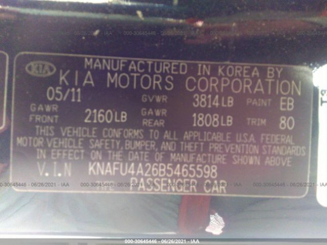 Photo 8 VIN: KNAFU4A26B5465598 - KIA FORTE 