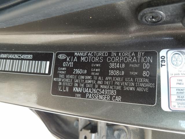 Photo 9 VIN: KNAFU4A26C5491183 - KIA FORTE EX 