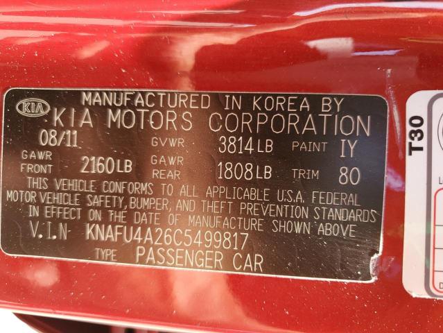 Photo 11 VIN: KNAFU4A26C5499817 - KIA FORTE EX 