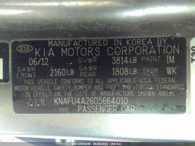 Photo 8 VIN: KNAFU4A26D5664010 - KIA FORTE 