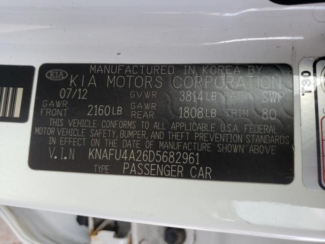 Photo 9 VIN: KNAFU4A26D5682961 - KIA FORTE EX 