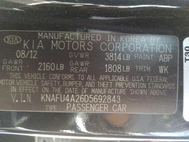 Photo 9 VIN: KNAFU4A26D5692843 - KIA FORTE EX 