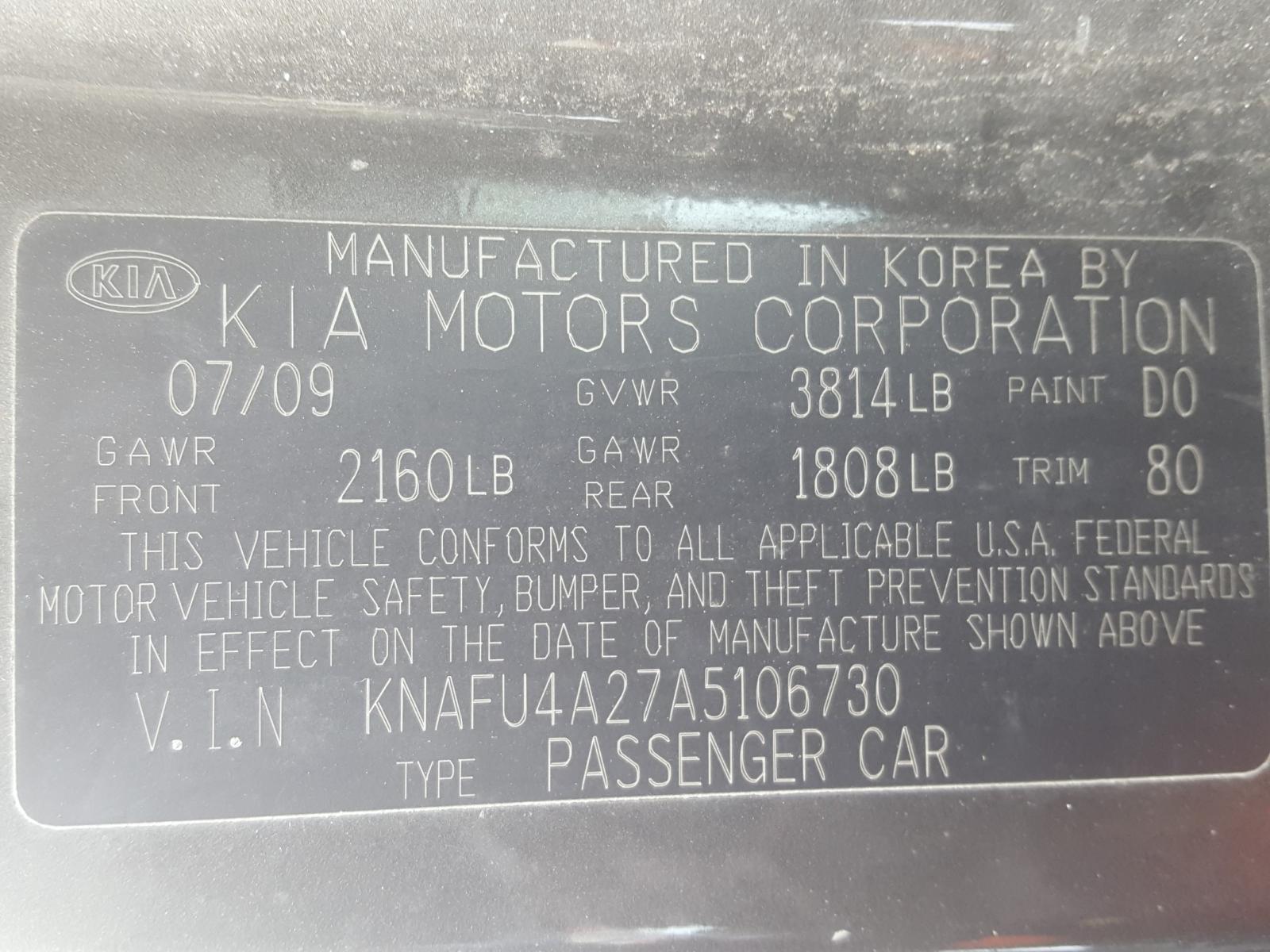 Photo 9 VIN: KNAFU4A27A5106730 - KIA FORTE EX 