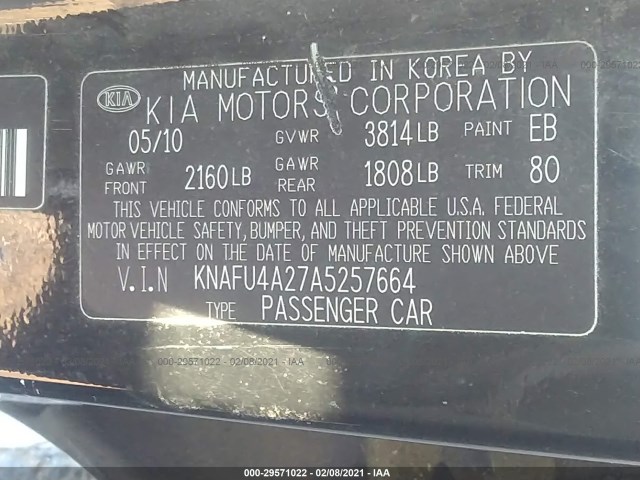 Photo 8 VIN: KNAFU4A27A5257664 - KIA FORTE 