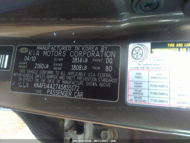 Photo 8 VIN: KNAFU4A27A5855172 - KIA FORTE 