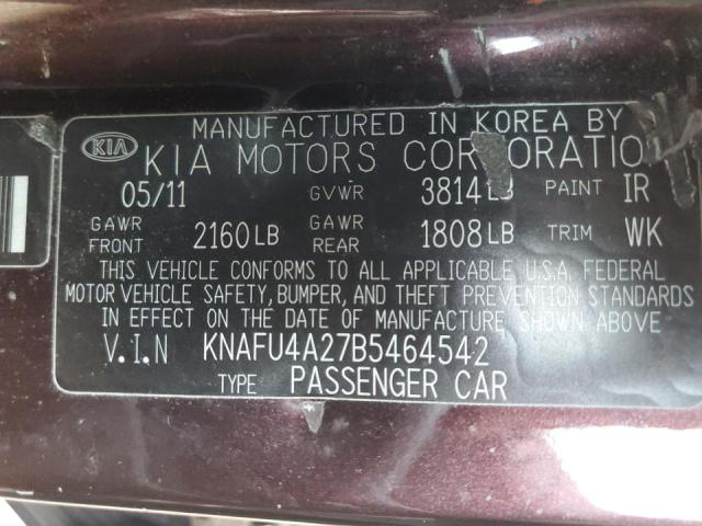 Photo 9 VIN: KNAFU4A27B5464542 - KIA FORTE EX 