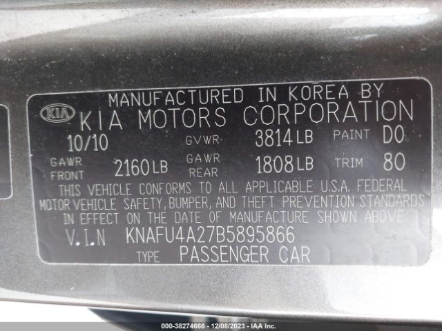 Photo 8 VIN: KNAFU4A27B5895866 - KIA FORTE 