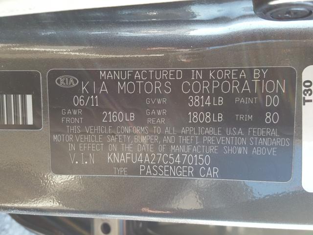 Photo 9 VIN: KNAFU4A27C5470150 - KIA FORTE 