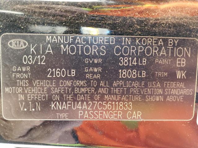 Photo 9 VIN: KNAFU4A27C5611833 - KIA FORTE EX 