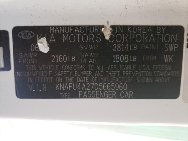 Photo 9 VIN: KNAFU4A27D5665960 - KIA FORTE EX 