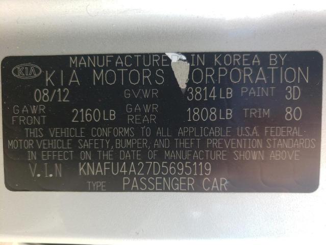 Photo 9 VIN: KNAFU4A27D5695119 - KIA FORTE EX 