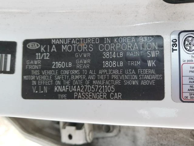 Photo 12 VIN: KNAFU4A27D5721105 - KIA FORTE EX 