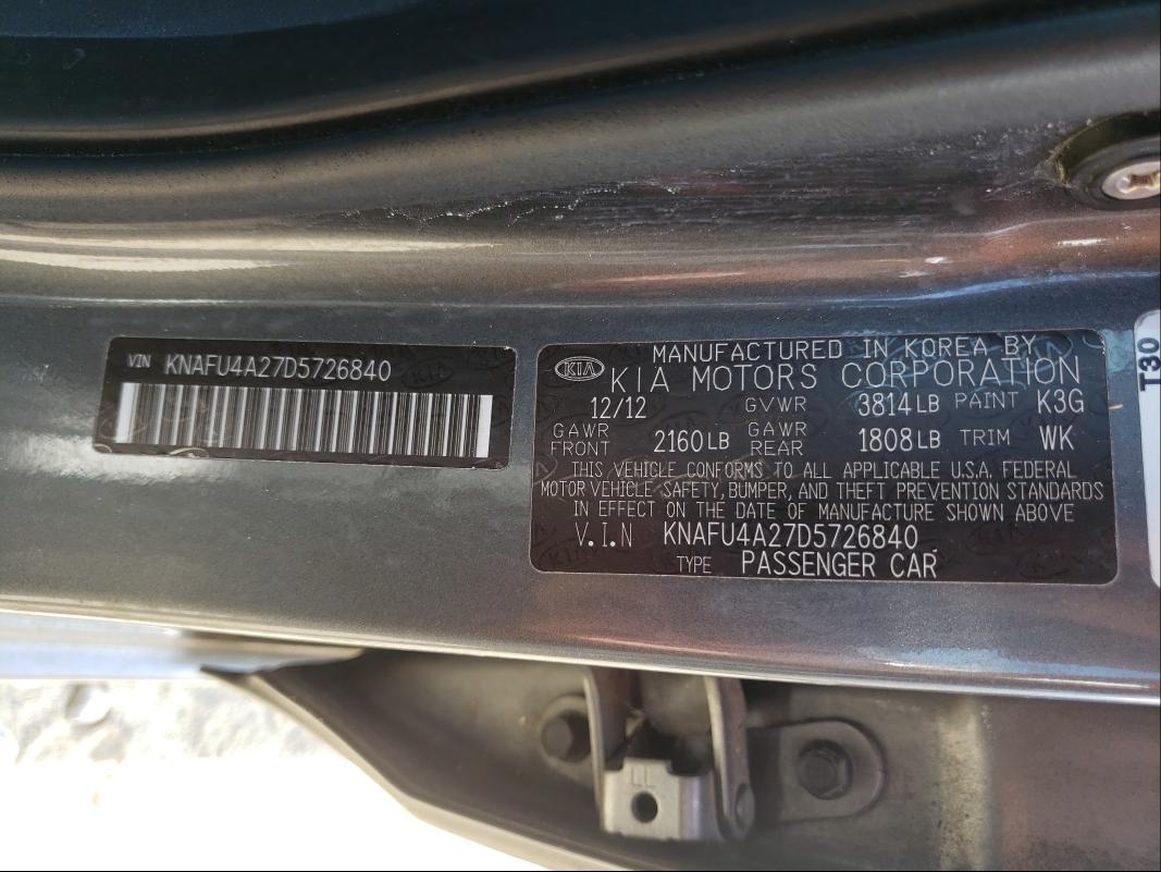 Photo 9 VIN: KNAFU4A27D5726840 - KIA FORTE EX 