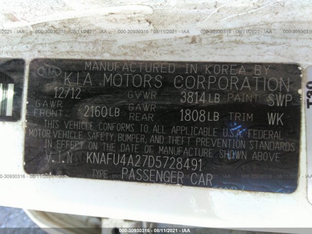 Photo 8 VIN: KNAFU4A27D5728491 - KIA FORTE 