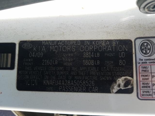 Photo 9 VIN: KNAFU4A28A5058526 - KIA FORTE EX 