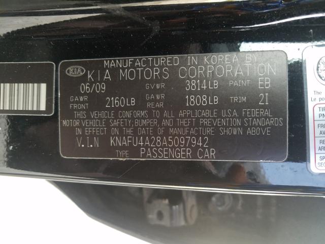 Photo 9 VIN: KNAFU4A28A5097942 - KIA FORTE EX 