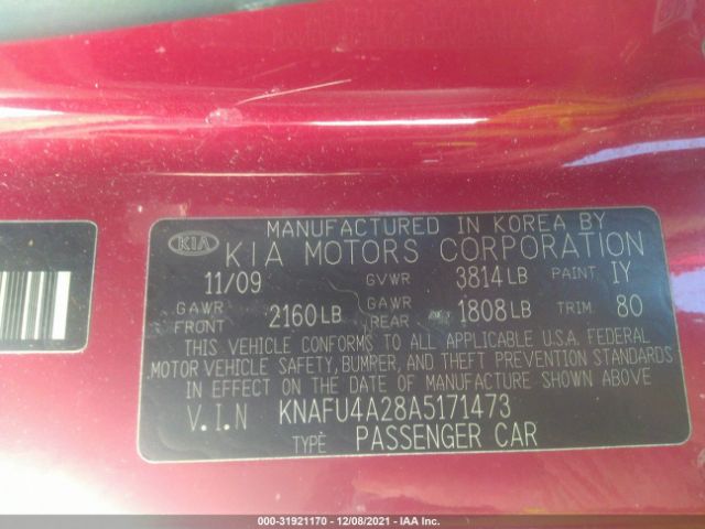 Photo 8 VIN: KNAFU4A28A5171473 - KIA FORTE 