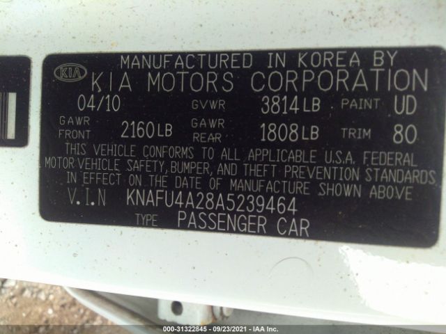 Photo 8 VIN: KNAFU4A28A5239464 - KIA FORTE 