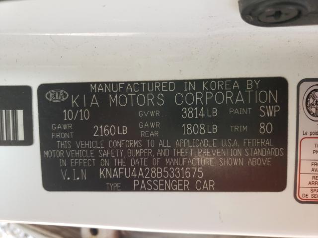 Photo 9 VIN: KNAFU4A28B5331675 - KIA FORTE EX 