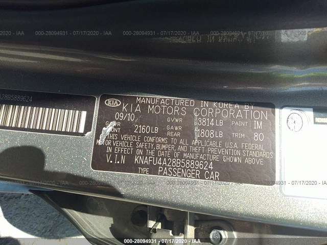 Photo 8 VIN: KNAFU4A28B5889624 - KIA FORTE 