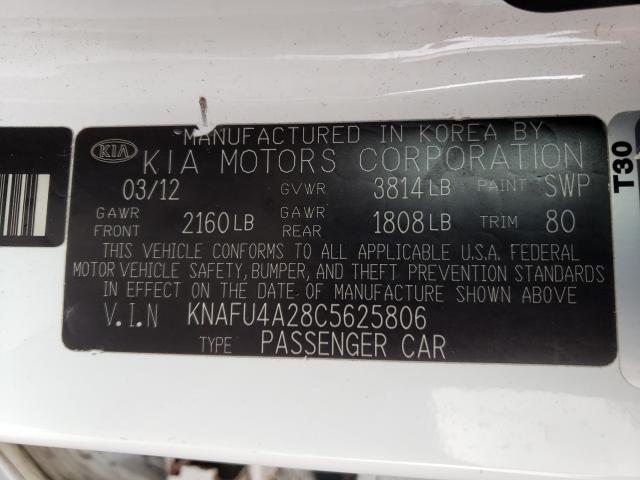 Photo 9 VIN: KNAFU4A28C5625806 - KIA FORTE EX 