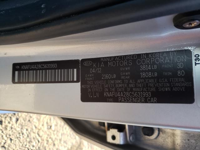 Photo 9 VIN: KNAFU4A28C5631993 - KIA FORTE EX 